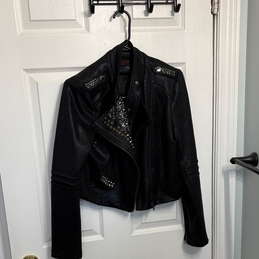 Simon Chang Black Studded Moto Jacket